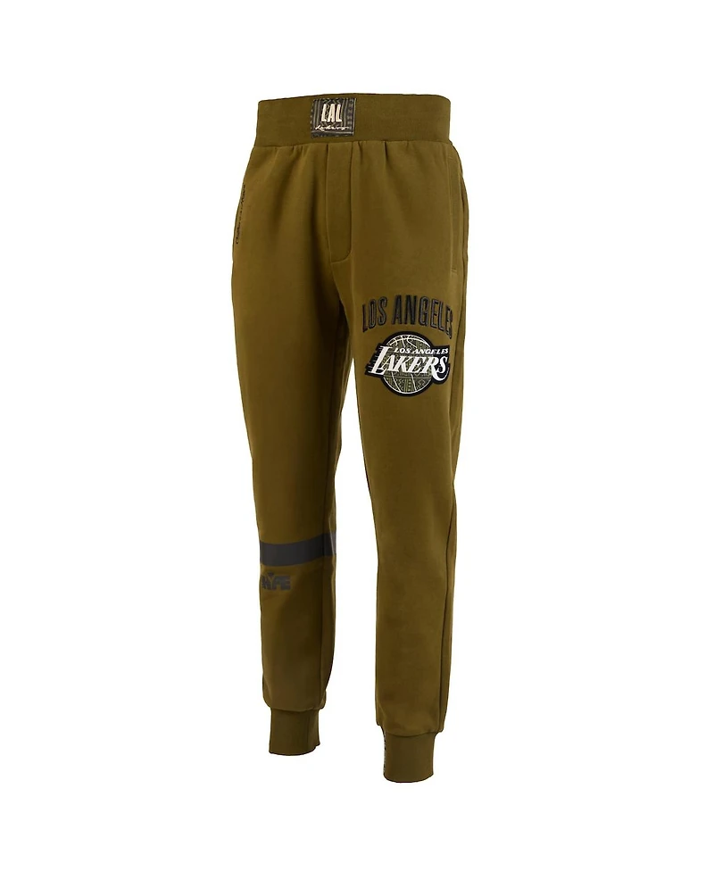Two Hype X Nba Men's Olive Los Angeles Lakers Culture Hoops Collection Premium Jogger Pants