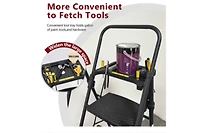 4-Stept Foldable Step Ladder with Tool Tray and Wide Non Slip Pedals, Convenient Handrails