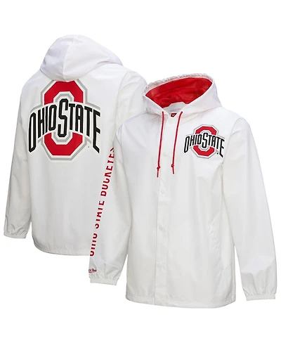 Mitchell & Ness Men's White Ohio State Buckeyes Coaches Full-Snap Hoodie Jacket