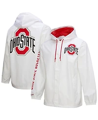 Mitchell & Ness Men's White Ohio State Buckeyes Coaches Full-Snap Hoodie Jacket