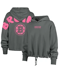 '47 Brand Women's Gray Boston Bruins Bright Side Venice Cropped Pullover Hoodie