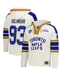 '47 Brand Men's Doug Gilmour Cream Toronto Maple Leaf's Blue Line Heritage Name Number Lace-Up Pullover Hoodie