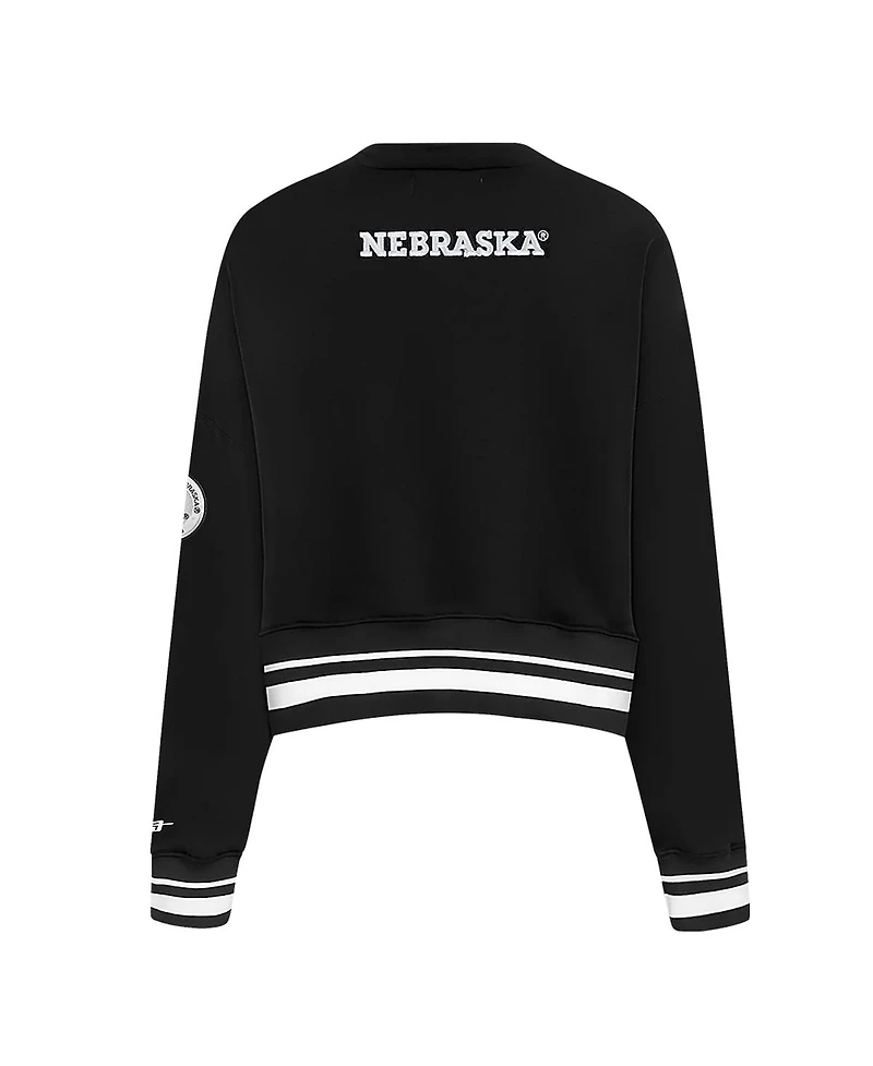 Pro Standard Women's Black Nebraska Huskers Cropped Pullover Sweatshirt