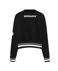 Pro Standard Women's Black Nebraska Huskers Cropped Pullover Sweatshirt