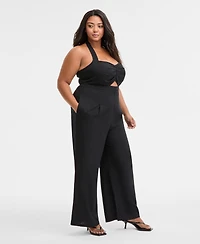 Bar Iii Trendy Plus Size Halter Jumpsuit, Exclusively at Macy's