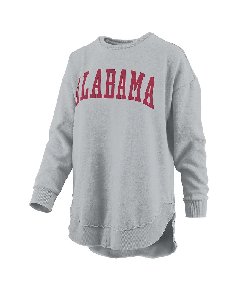 Pressbox Women's Gray Alabama Crimson Tide Melange Poncho Vintage Fleece Long Sleeve Pullover Sweatshirt