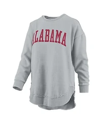 Pressbox Women's Gray Alabama Crimson Tide Melange Poncho Vintage Fleece Long Sleeve Pullover Sweatshirt