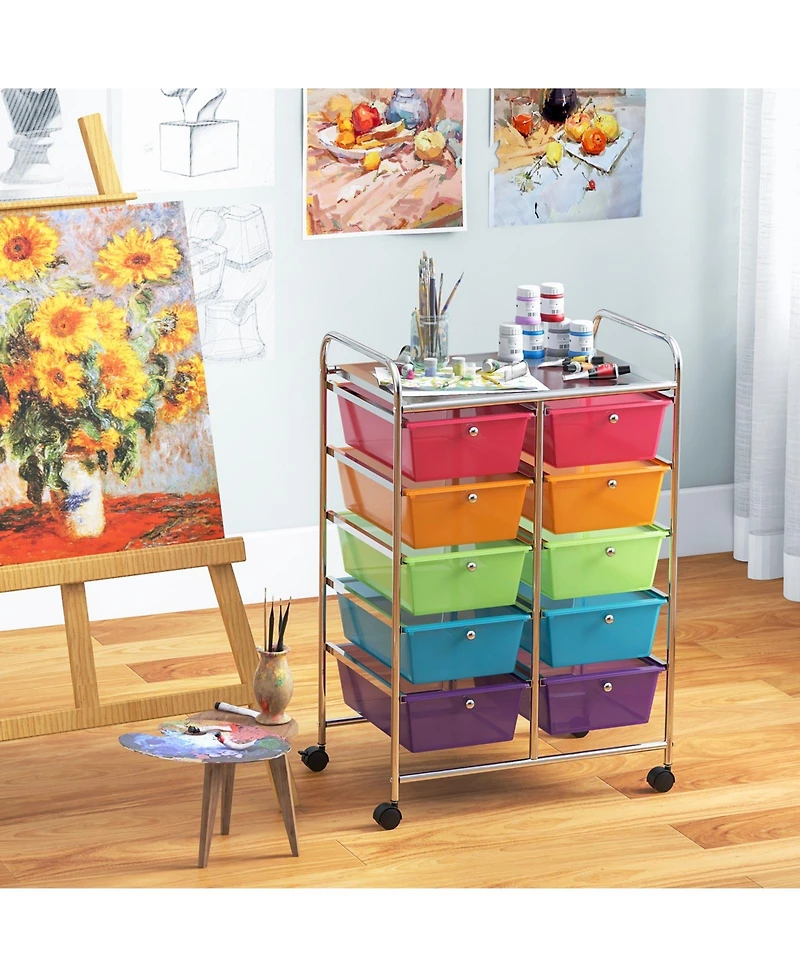 10-Drawer Rolling Storage Cart