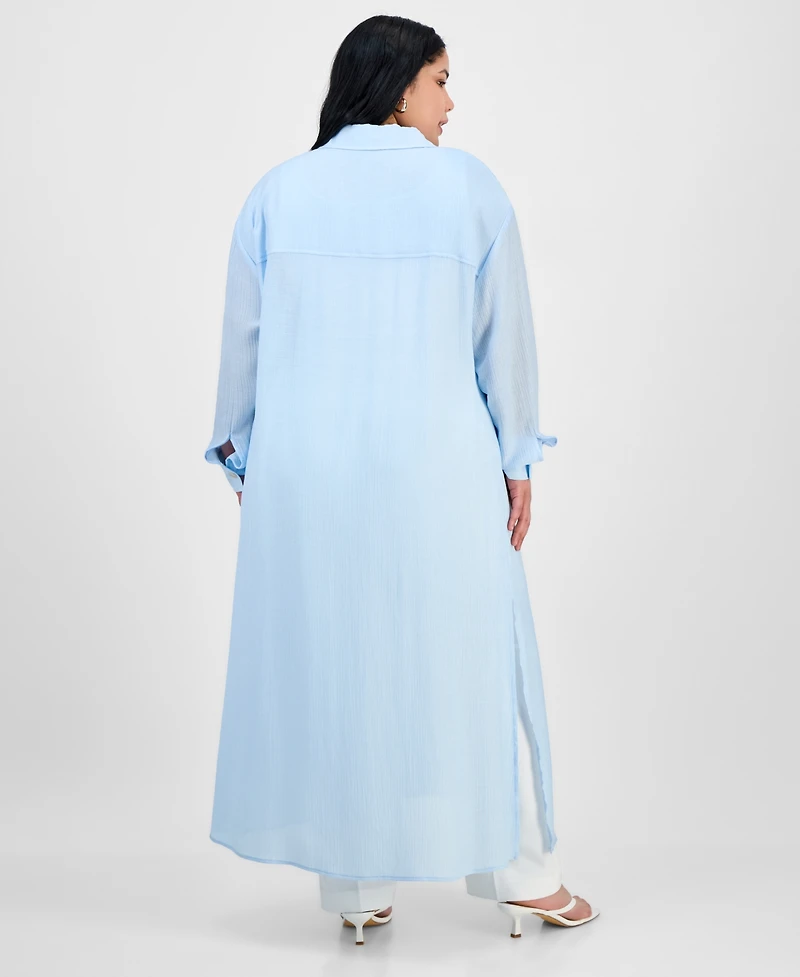 Bar Iii Trendy Plus Size Oversized Tunic Shirt, Exclusively at Macy's