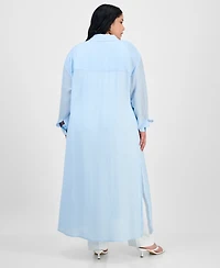 Bar Iii Trendy Plus Size Oversized Tunic Shirt, Exclusively at Macy's