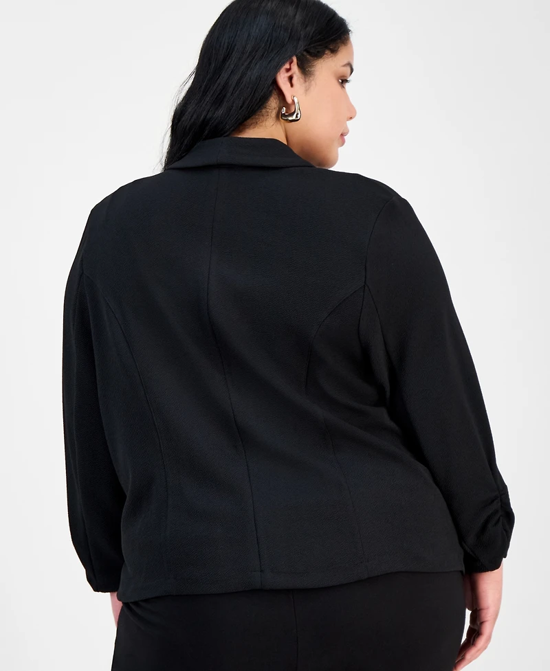 Bar Iii Trendy Plus Knit Drape-Front Blazer
