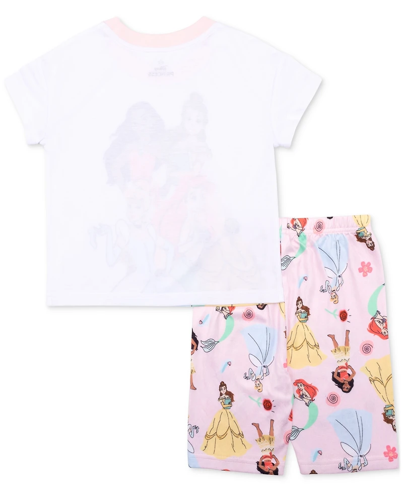 Disney Princess Big Girls Short-Sleeve Top & Biker Shorts Pajamas, 2 Piece Set