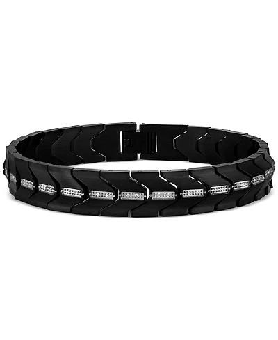 Esquire Men's Jewelry Diamond Chevron Flex Bracelet (1/4 ct. t.w.) in Black Ion-Plated Stainless Steel