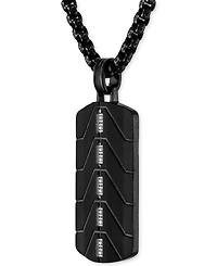 Esquire Men's Jewelry Diamond Dog Tag 22" Pendant Necklace (1/20 ct. t.w.) in Black Ion-Plated Stainless Steel