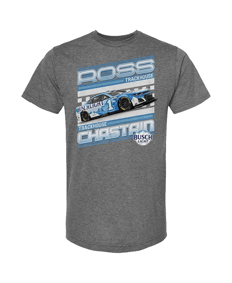 Trackhouse Racing Team Collection Men's Heather Charcoal Ross Chastain Busch Light Car T-Shirt