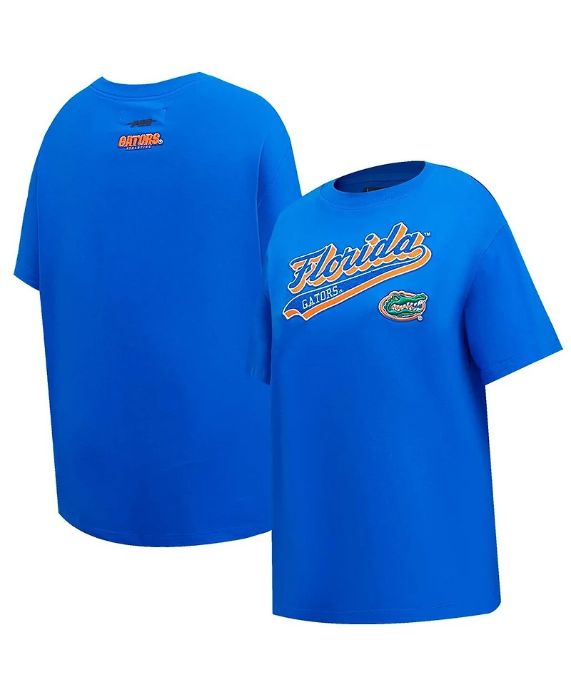 Pro Standard Women's Royal Florida Gators Script Tail Oversized Boyfriend T-Shirt