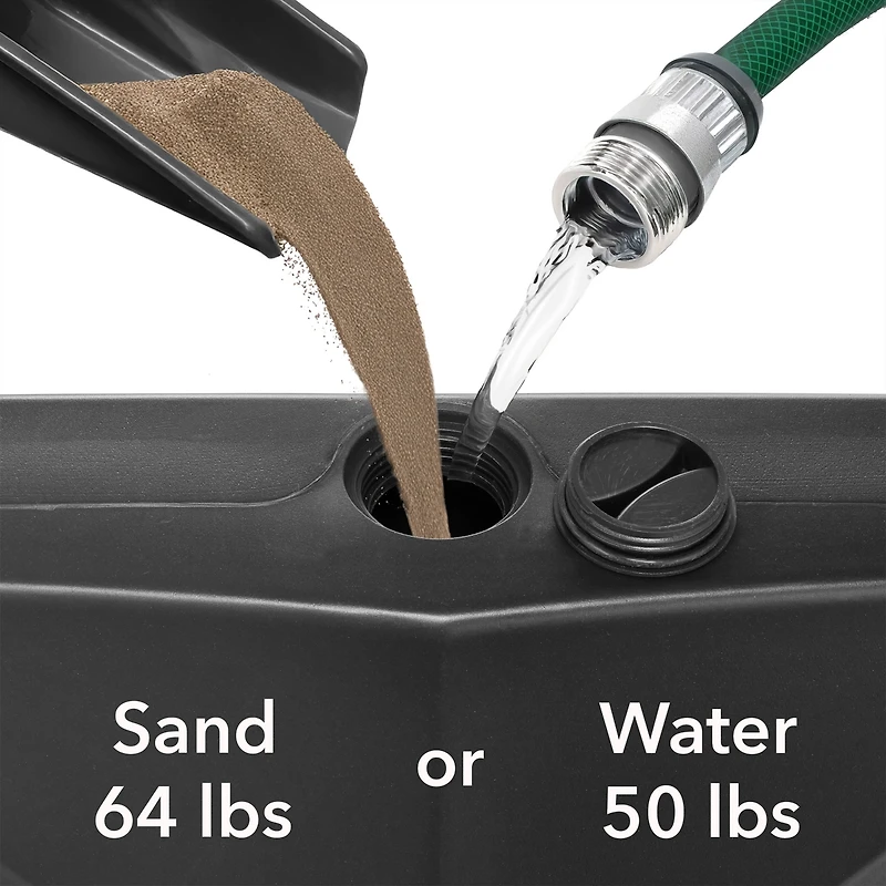 64lb Capacity Fillable Mobile Umbrella Base Stand 2 Wheels and Handle - Brown