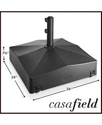 131lb Capacity Fillable Mobile Umbrella Base Stand with 4 Wheels - Brown