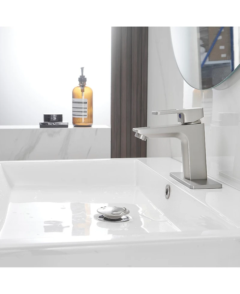Single-Handle Single-Hole Bathroom Faucet Spot Resist Brushed Nickel