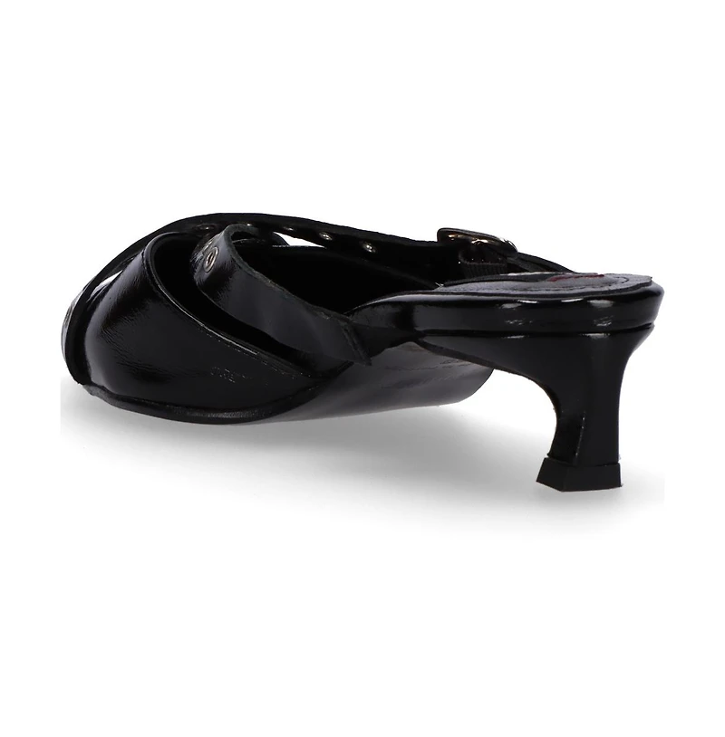Zyra Onix Black Leather Mules