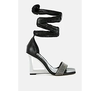 Hashira Ab Rhinestone Studded Lace-Up Fantasy Heels