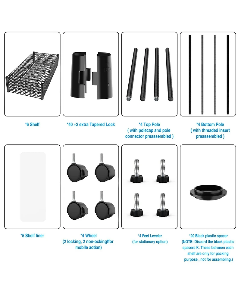 5 Tier Shelf Wire Shelving Unit, Nsf Heavy Duty Wire Shelf Metal Large Storage Shelves Height Adjustable Utility for Garage Kitchen Office Commercial