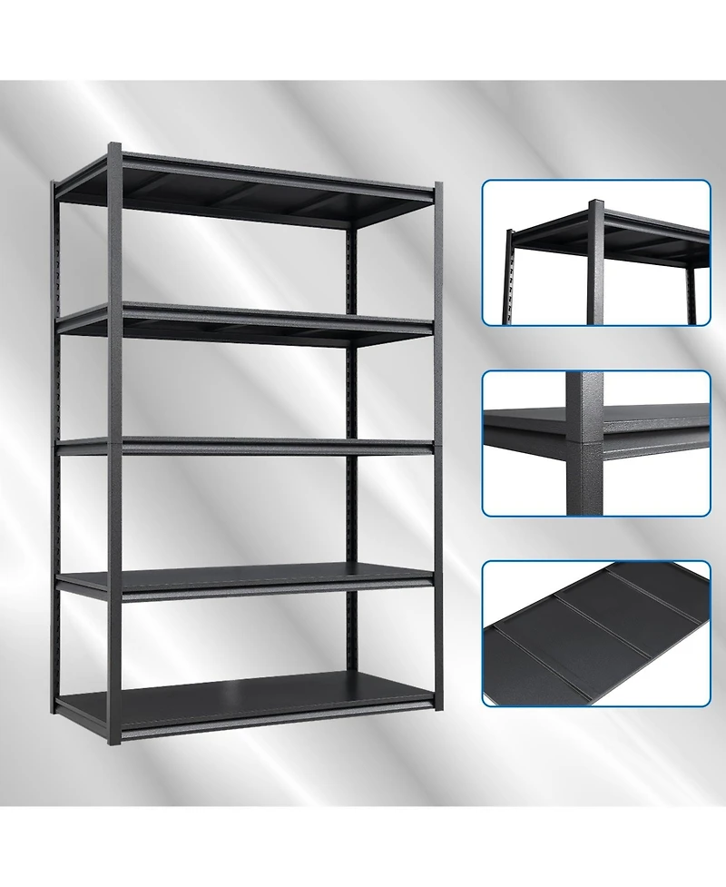 72"H 5 Tier Metal Shelves for Storage Garage Shelving 2000LBS Heavy Duty Storage Shelves Adjustable Garage Shelf Industrial Shelving Unit Storage Util