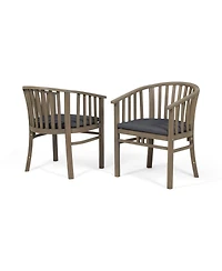 Streamdale Outdoor Wood Dining Chairs Cushions (2) Dark Grey