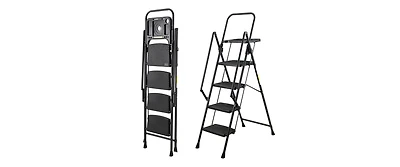 2 Step Ladder, Step Stool for Adults, Folding Step Stool with Wide Anti-Slip Pedal, Sturdy Steel Ladder