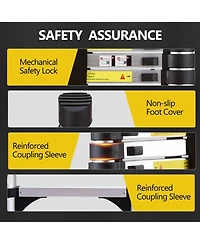 10.5ft (about 3.2m) retractable ladder, multi-functional foldable ladder, with hook, aluminum retractable ladder, suitable for daily use of Rv, attic,