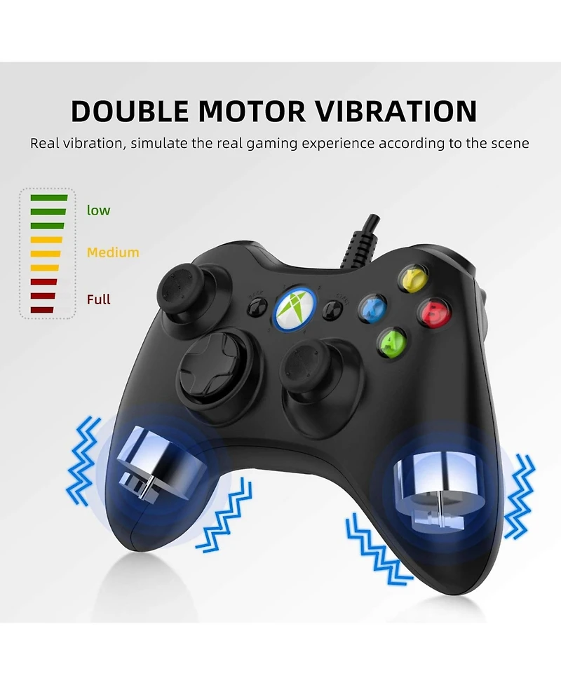 Nbcp Wired Xbox 360 Controller – Usb Gamepad with Dual Vibration for Xbox 360, Xbox 360 Slim & Windows 7/8/8.1/10