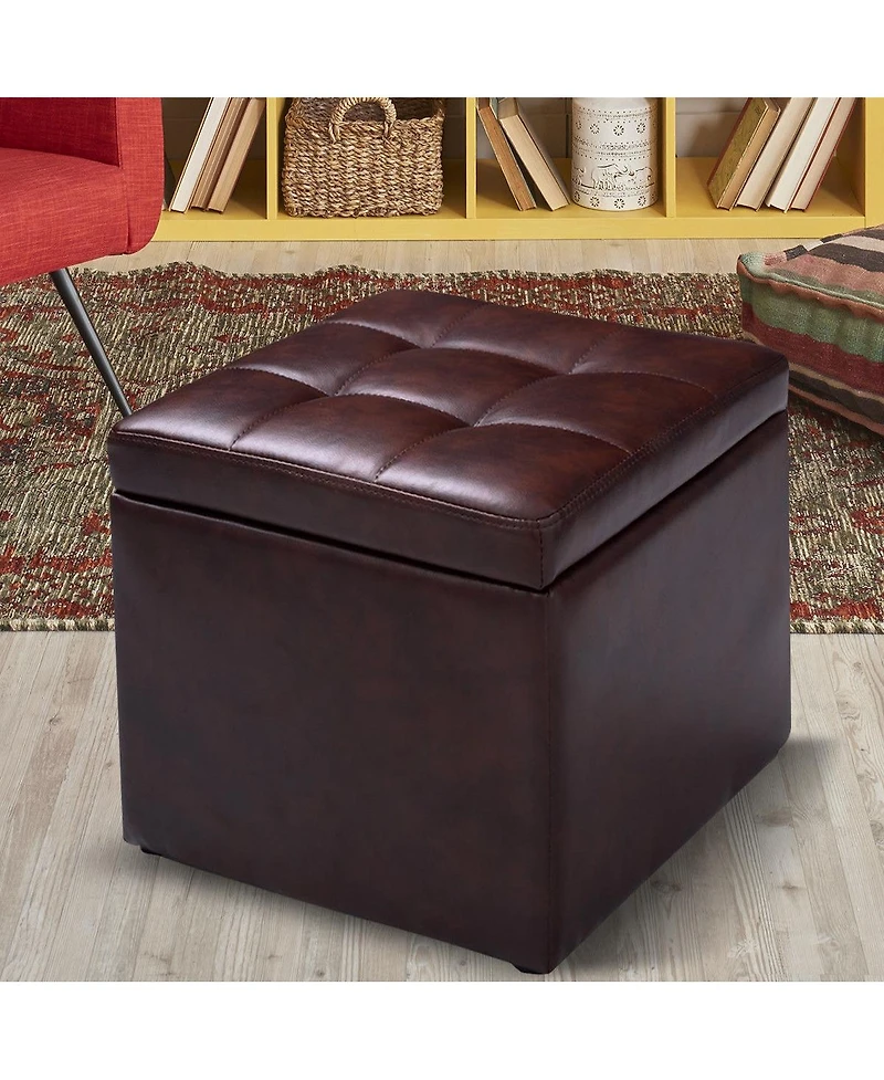 16 Inch Ottoman Pouffe Storage Box Lounge Seat Footstools