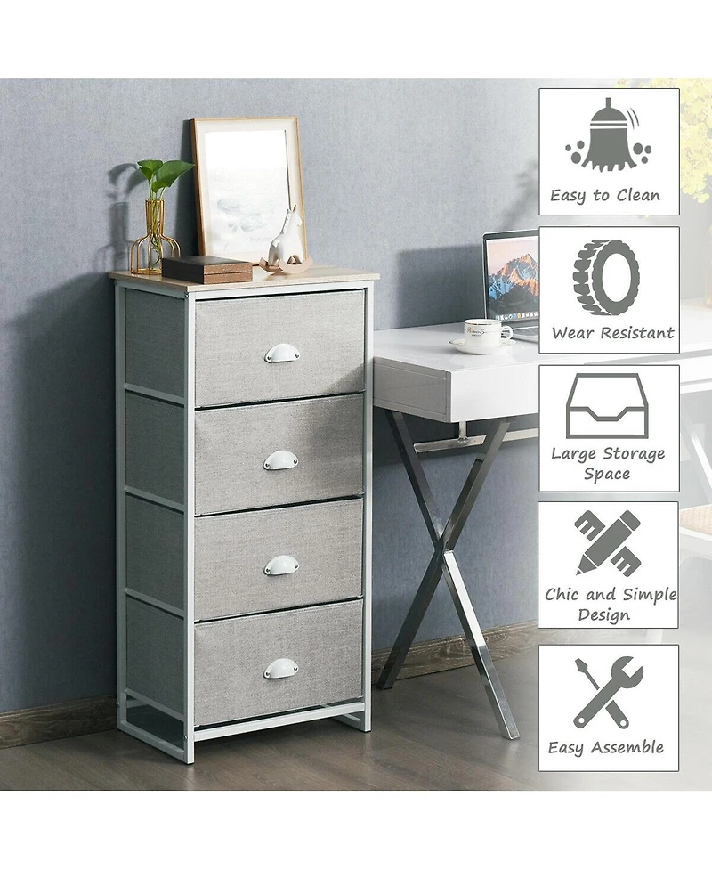 Chest Storage Tower Side Table Display Storage with 4 Drawers