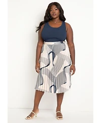 Eloquii Women's Pleated Midi Skirt