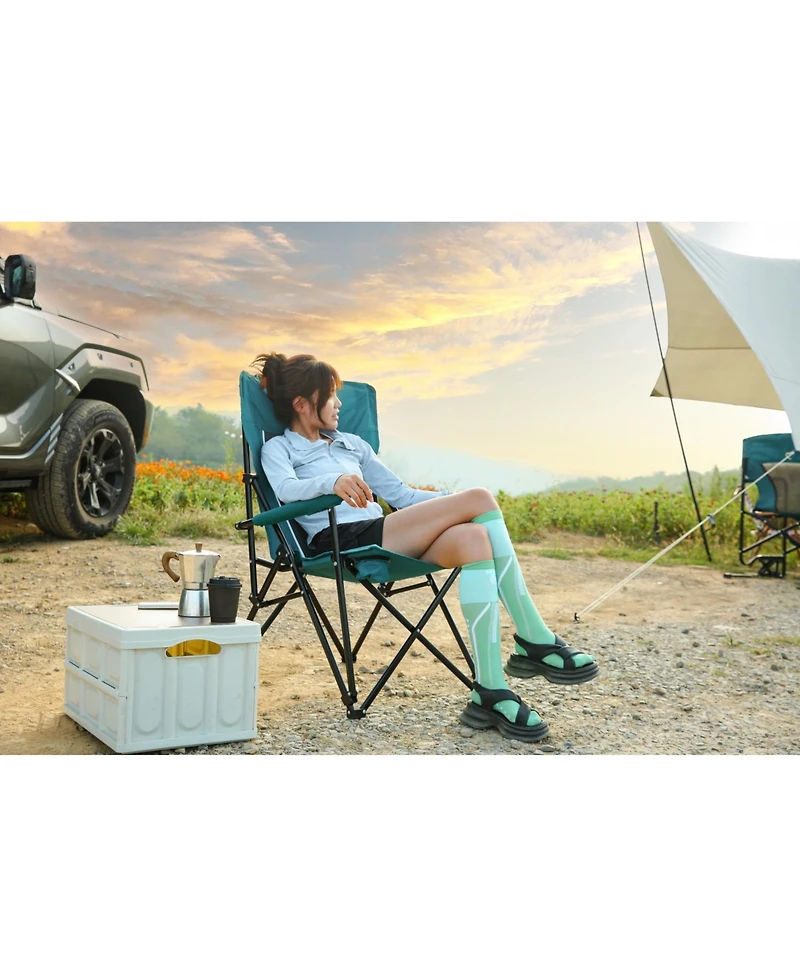 Streamdale High-back lawn chair, 250lbs, portable, cup holder - blue