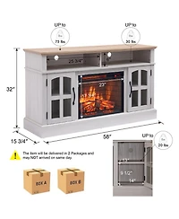 Streamdale 58" Fireplace Tv Stand with 23" Electric Fireplace for TVs up to 70 Inch