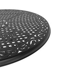 Streamdale 7-pc Cast Aluminum Dining Set, 6 Swivel Chairs, 48" Round Table, Black Frame