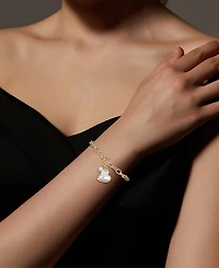 Unwritten Cubic Zirconia Heart and Mother of Pearl Mama Link Chain Bracelet