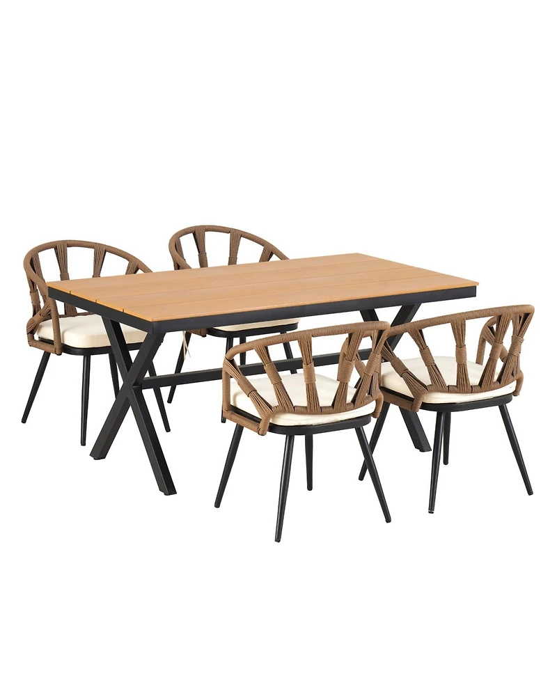 Streamdale Outdoor Pe rattan set, chairs & plastic wood table
