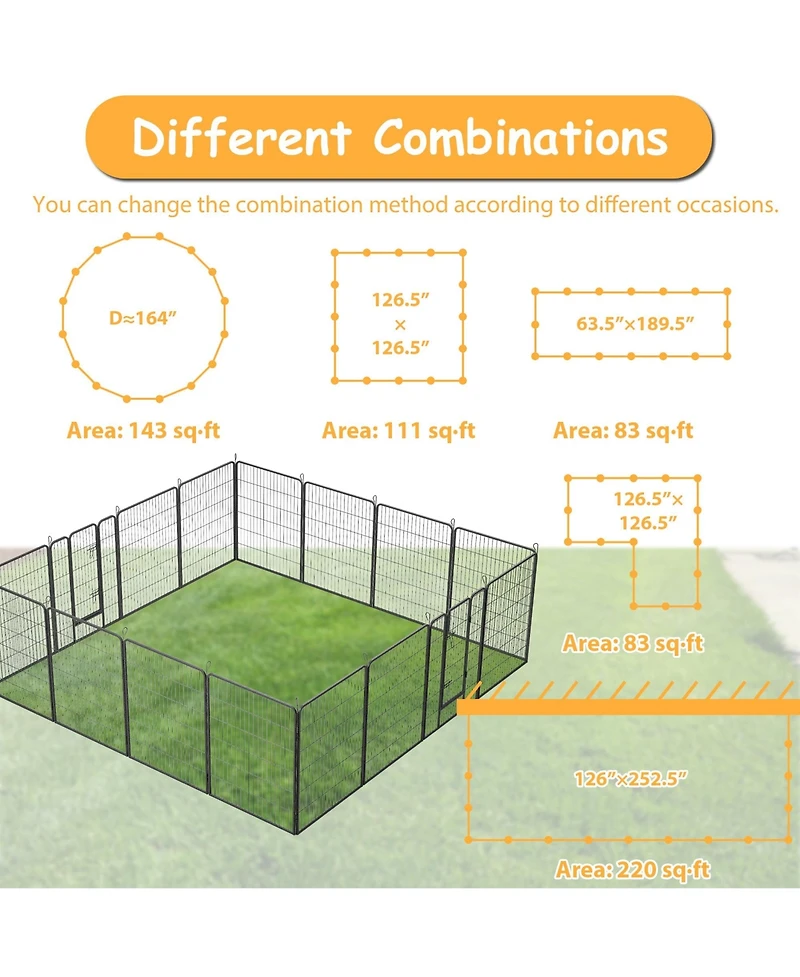 Dog Playpen Outdoor, 16 Panels Dog Pen 40" Height Dog Fence Exercise Pen with Doors for Large/Medium/Small Dogs, Portable Pet Playpen for Yard, Rv, Ca
