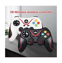 V8 2.4G Wireless Game Controller – Dual Vibration Joystick for Android, iOS, Pc, PS3, Switch, Mobile Phone (Black)