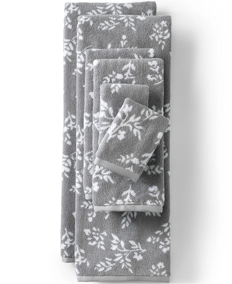 Lands' End Cotton Jacquard 2-Piece Washcloth Set