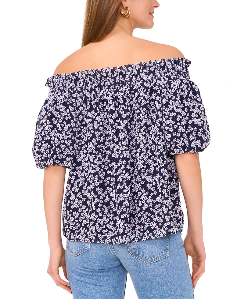 Sam & Jess Women's Printed Smocked Off-The-Shoulder Top