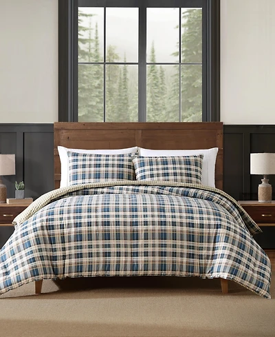 Eddie Bauer Port Gamble Cotton Reversible Piece Duvet Cover Set