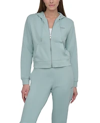 Dkny Sport Women's Cotton-Blend Stud-Logo Full Zip Hoodie