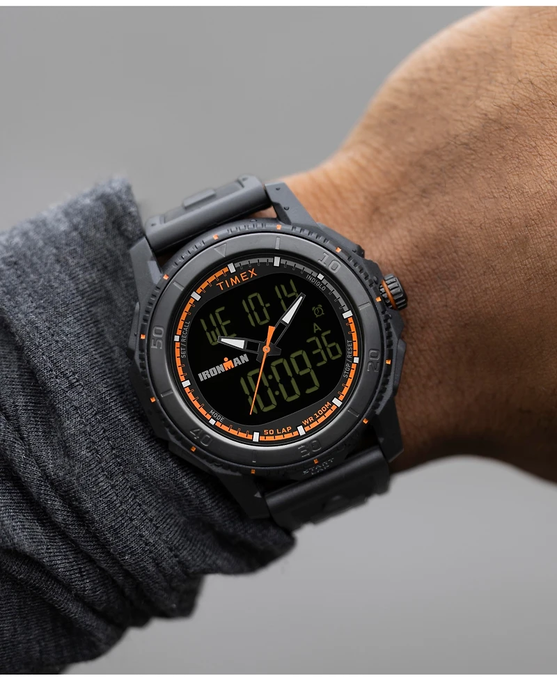 Timex Men's Digital Black Polyurethane Strap Watch, 47mm