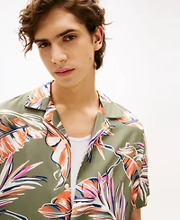 Tommy Hilfiger Men's Regular-Fit Leaf-Print Camp Shirt