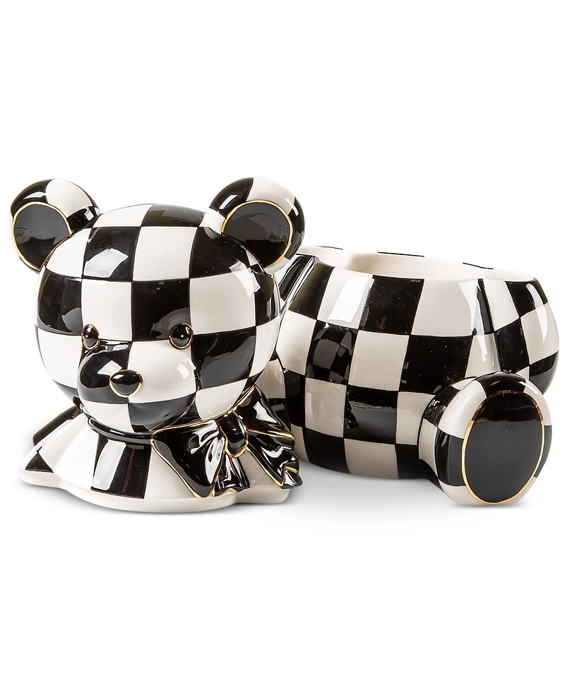 Mackenzie-Childs Courtly Check Bear Ceramic Cookie Jar
