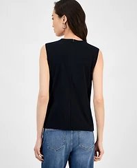 I.n.c. International Concepts Women's Embellished-Neckline Cotton Tank Top, Exclusively at Macy's