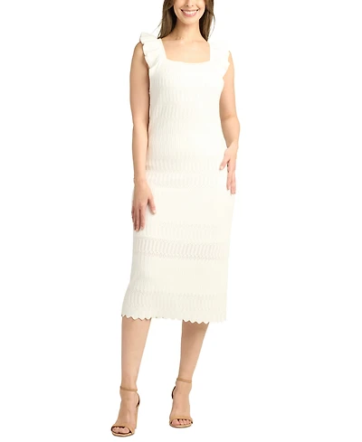 Bcx Juniors' Crochet Square-Neck Sleeveless Sweater Dress